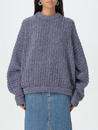 Ribbed round-neck jumper - Blue & White
