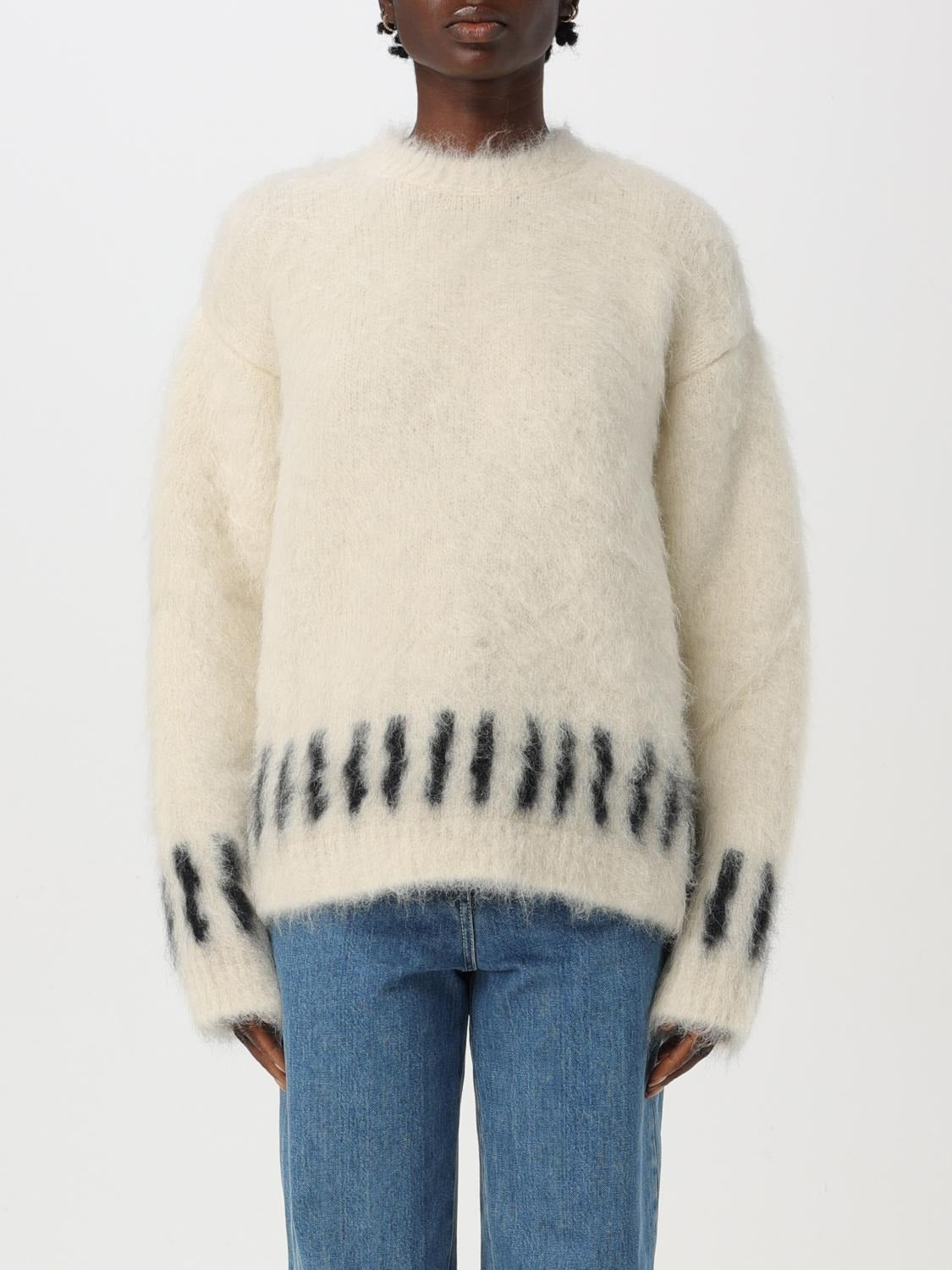 Round-neck wool knit jumper - Off White