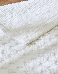Tapis de bain en coton nid d'abeille - Blanc