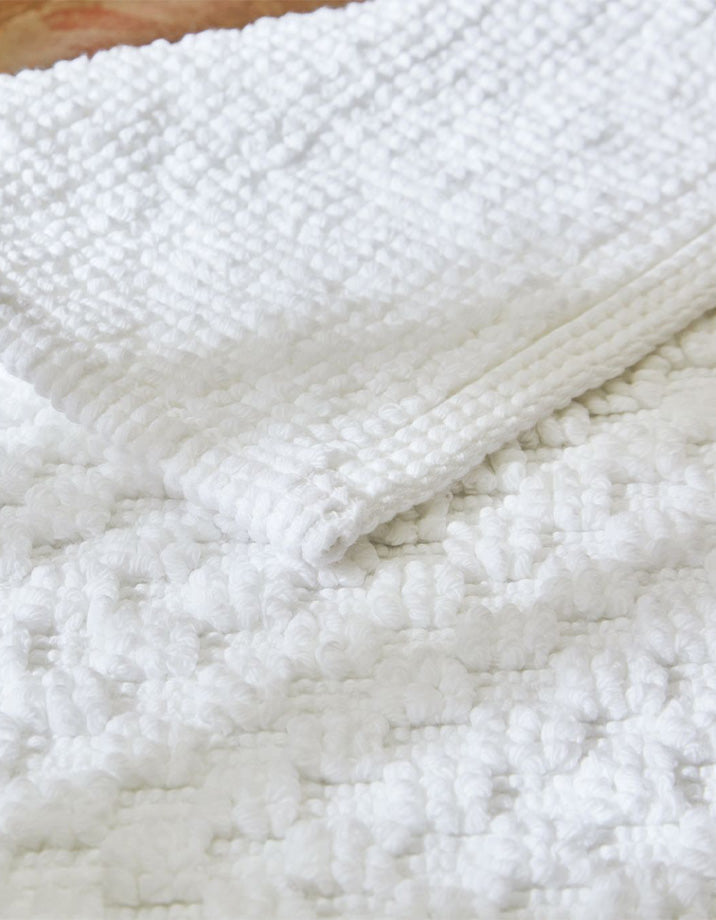 Tapis de bain en coton nid d'abeille - Blanc