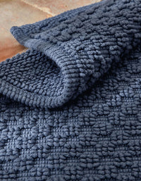 Cotton honeycomb bath mat - Blue