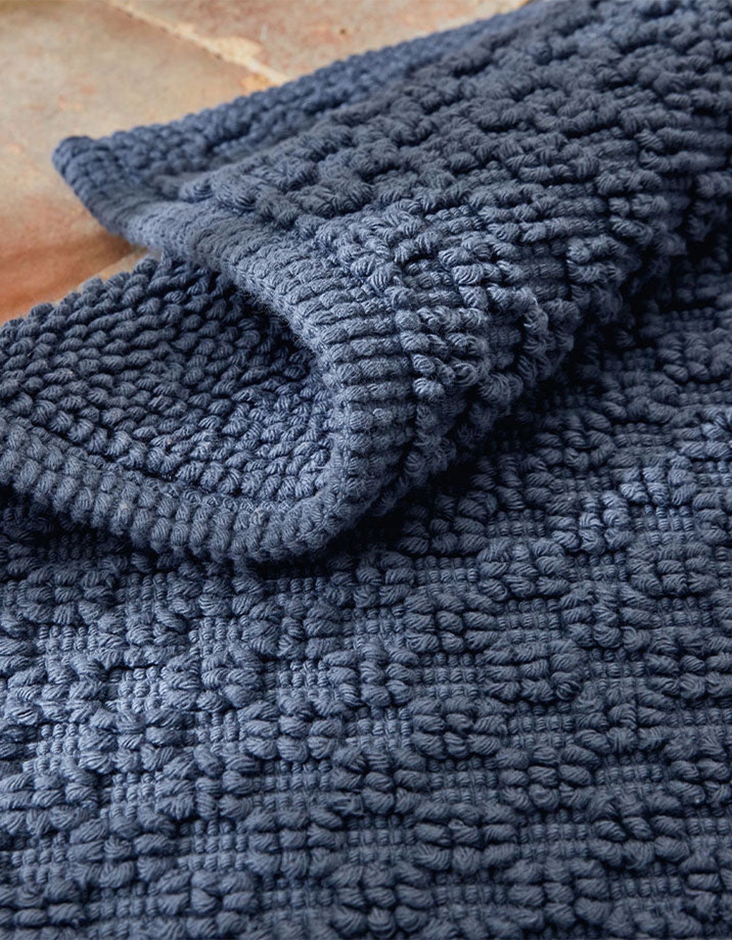 Cotton honeycomb bath mat - Blue