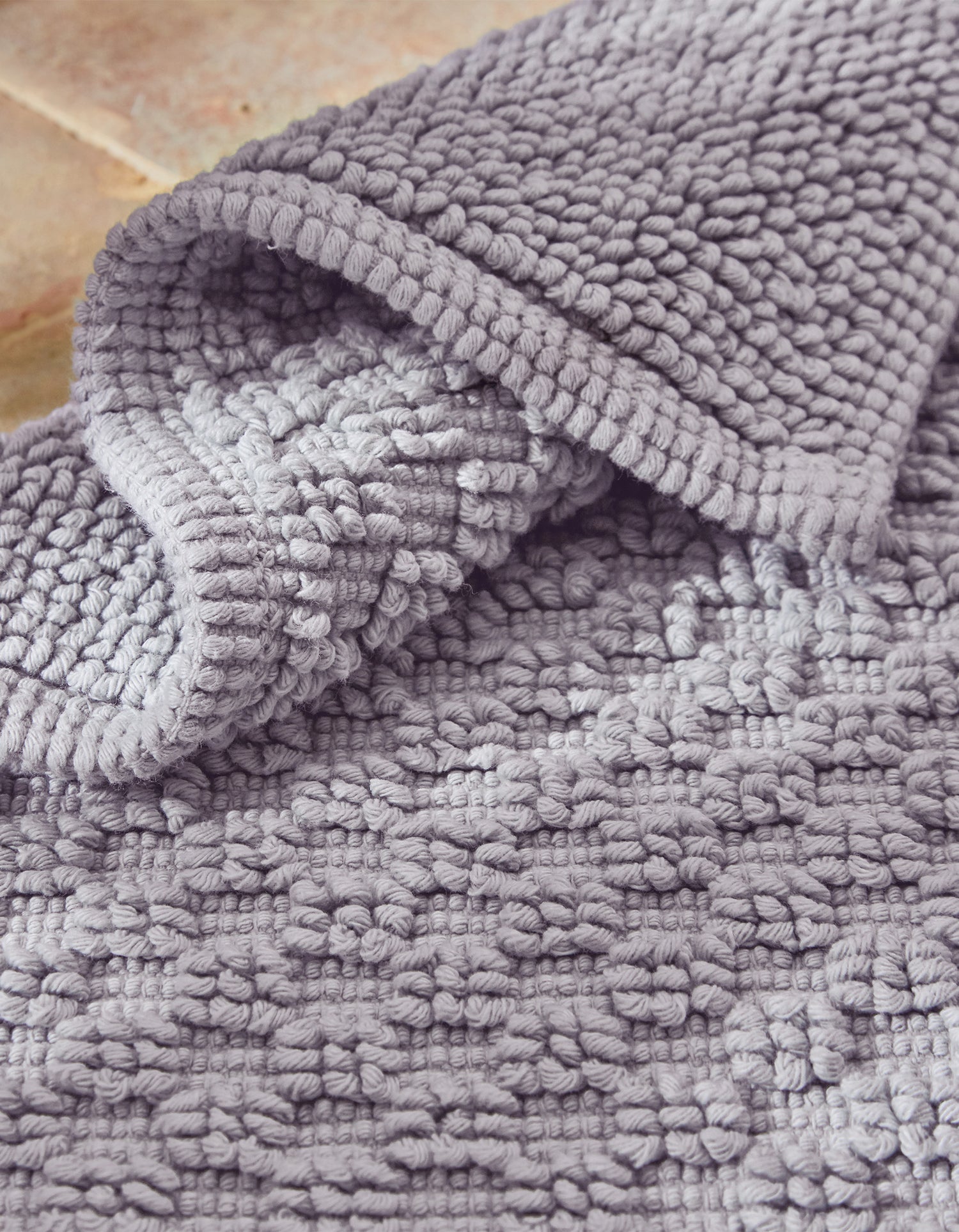 Tapis de bain en coton nid d'abeille - Lilas