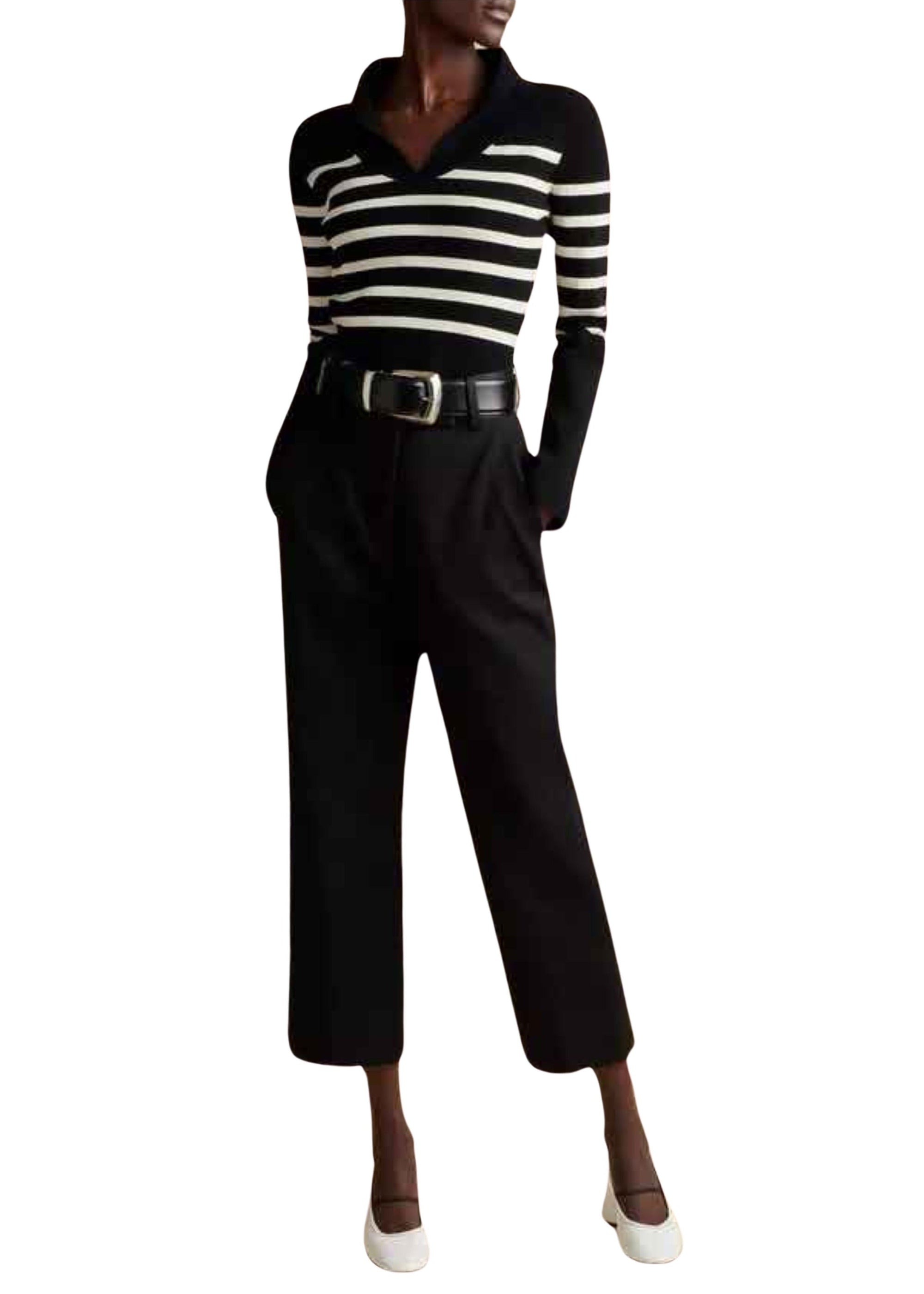 Kleo top - Black & Ivory Stripe