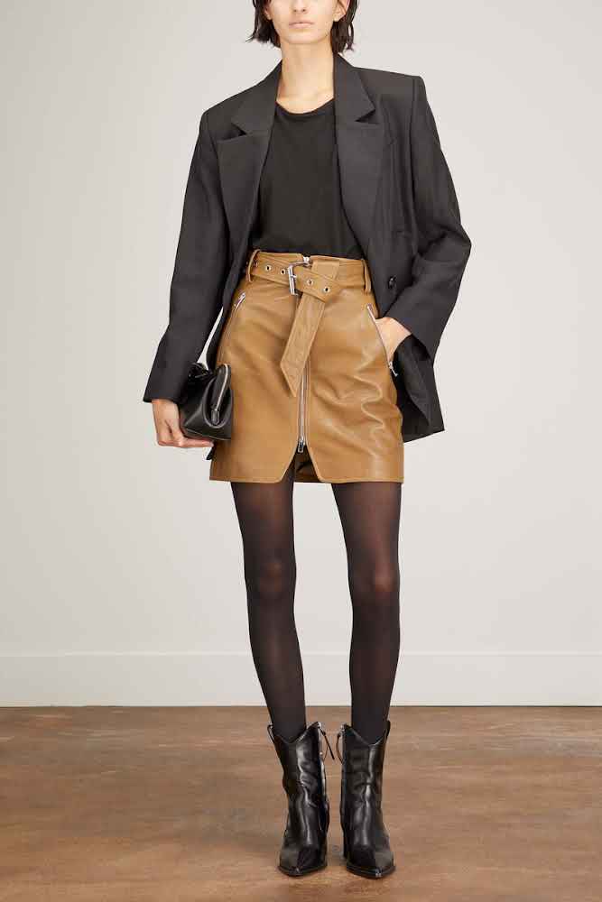 Luana skirt in leather - Flax