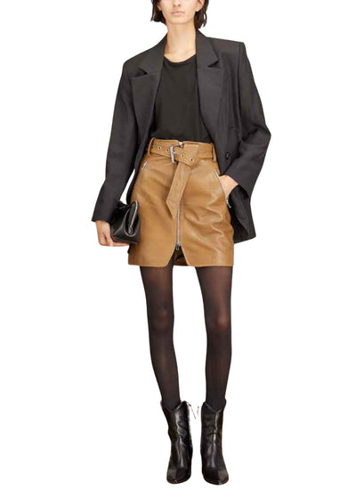 Luana skirt in leather - Flax