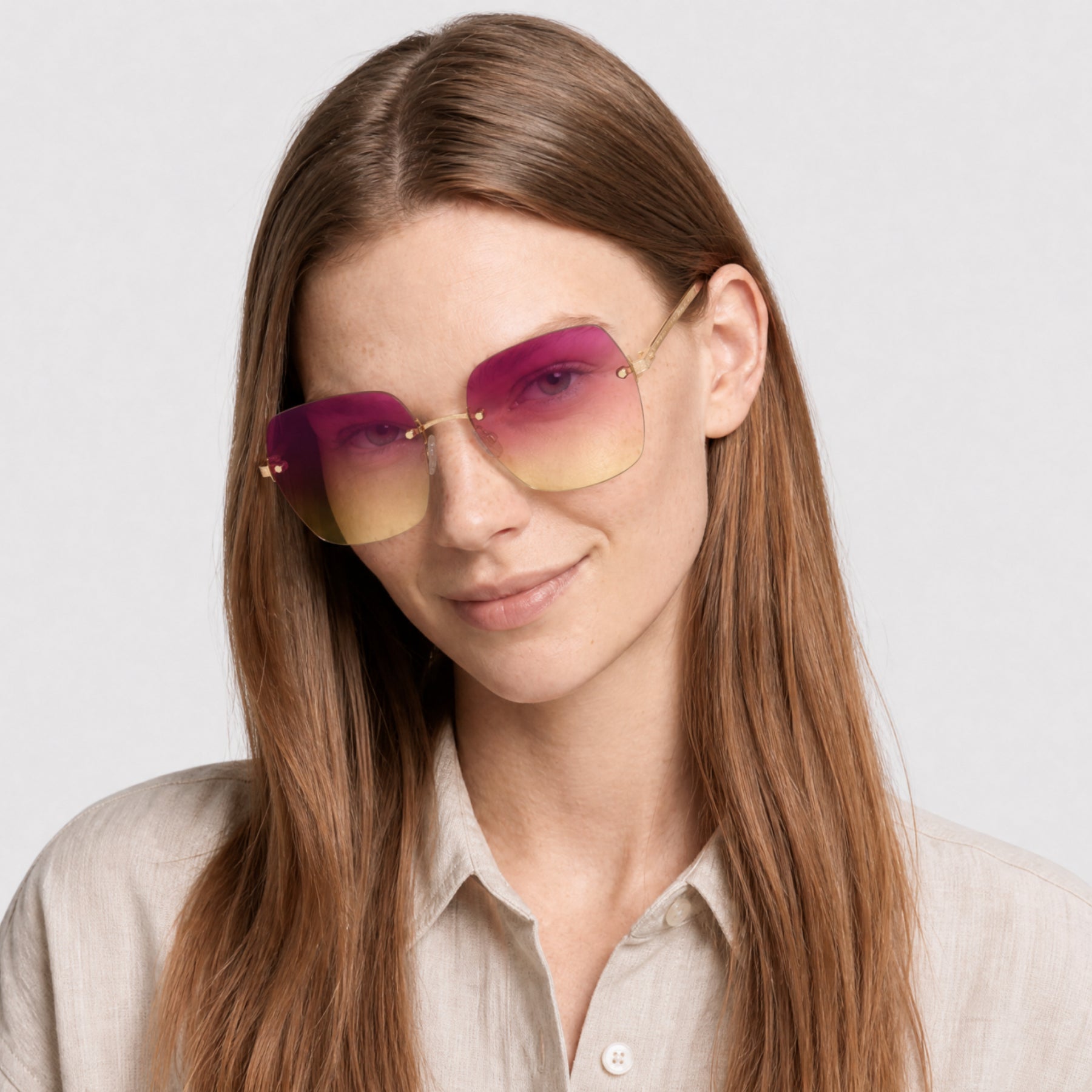 Lunettes de soleil Angie - Shiny Endura Gold & Gradient Bordeaux