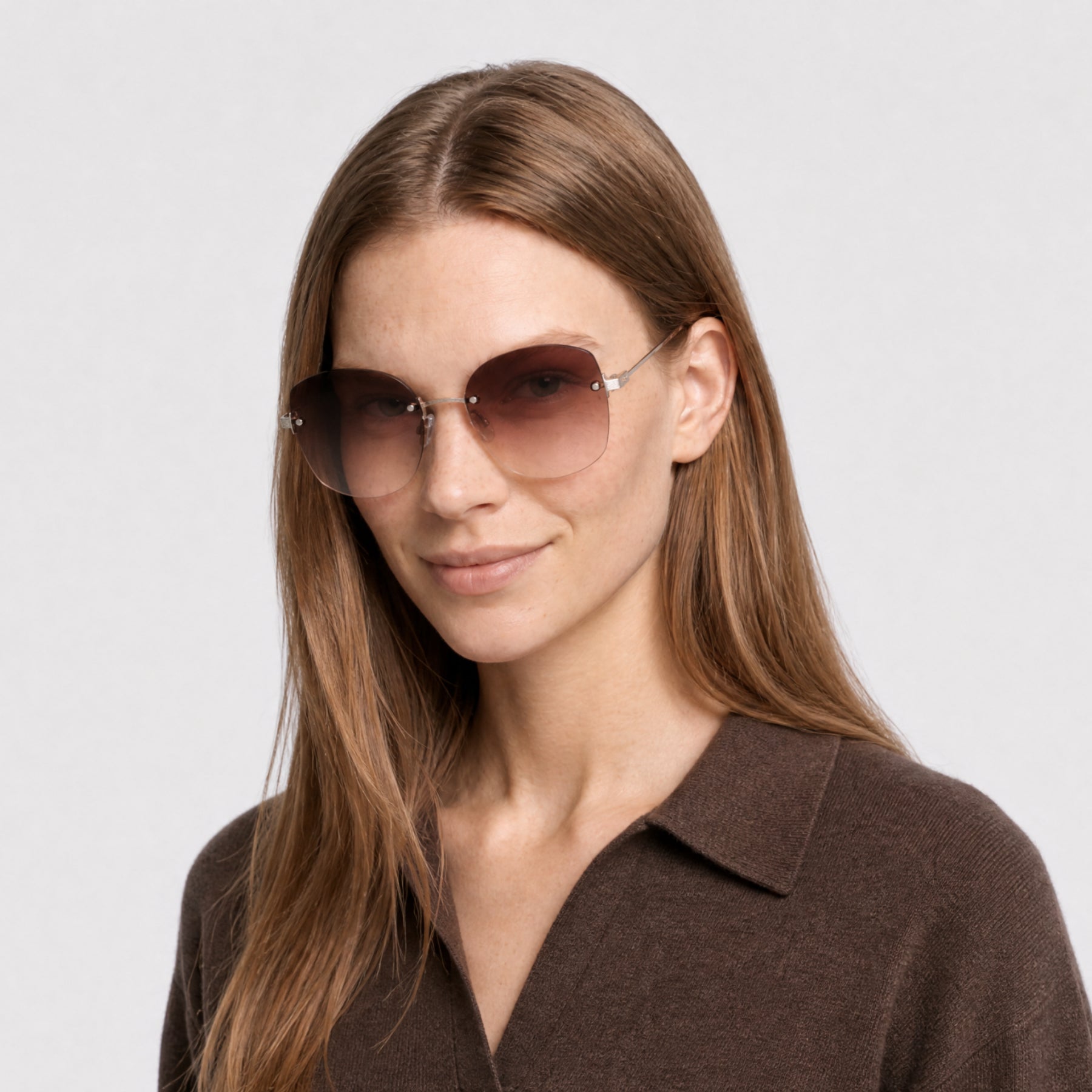Lunettes de soleil Gloria - Shiny Palladium & Gradient Brown