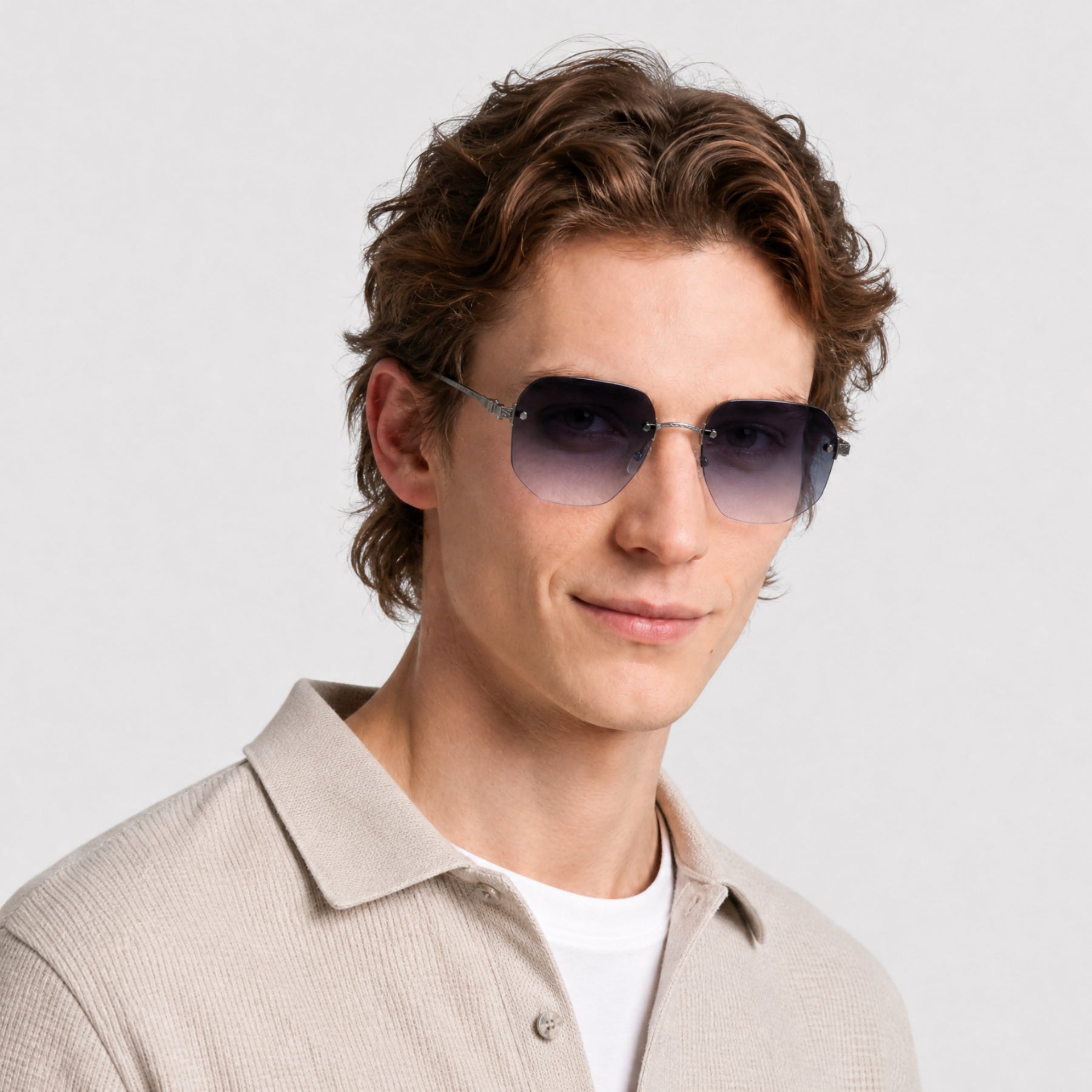 Lunettes de soleil Quinn - Matte Light Ruthenium & Gradient Blue