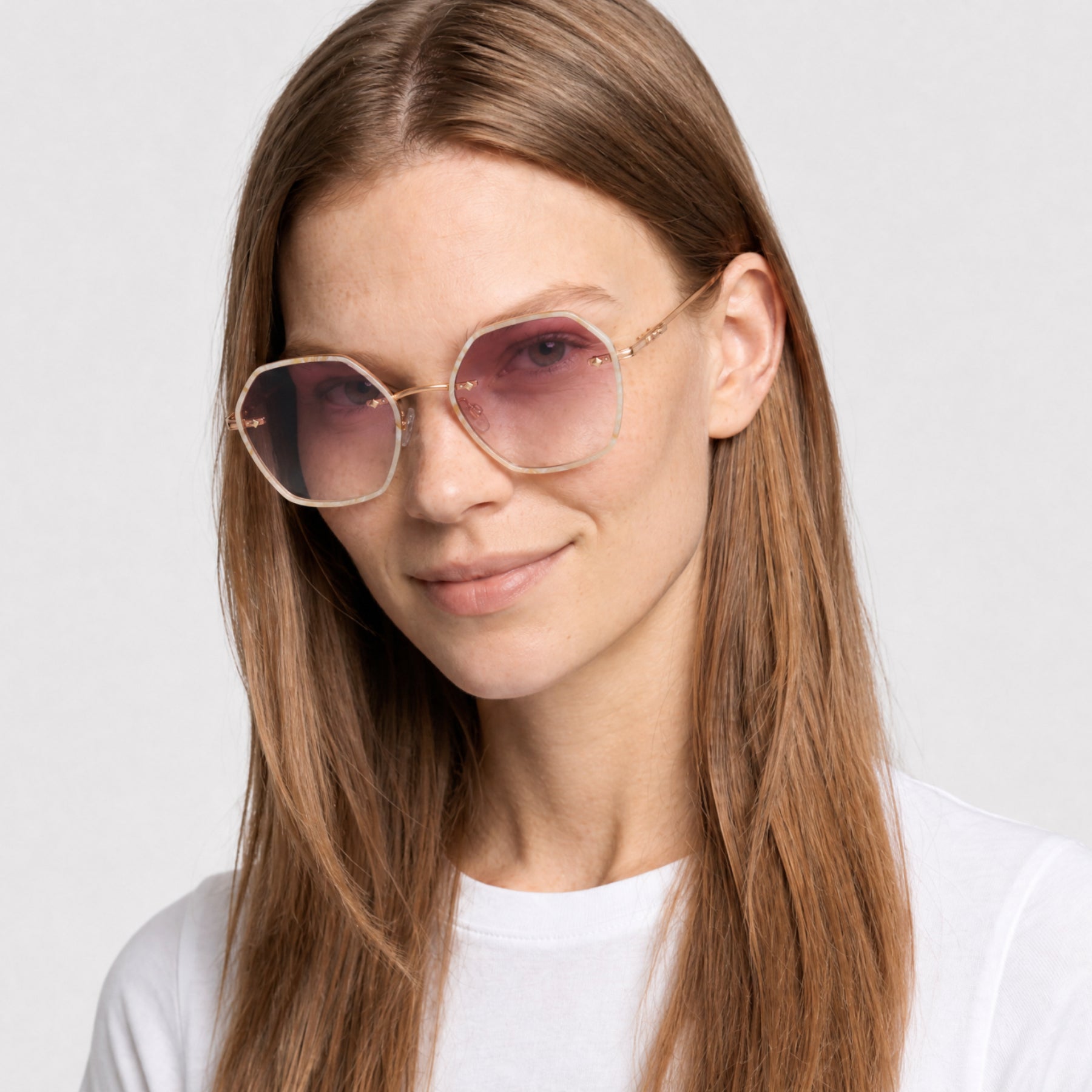 Lunettes de soleil Rhonda - Beige Horn & Bordeaux
