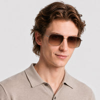 Lunettes de soleil Renzo - Shiny Light Ruthenium & Brown Polarized