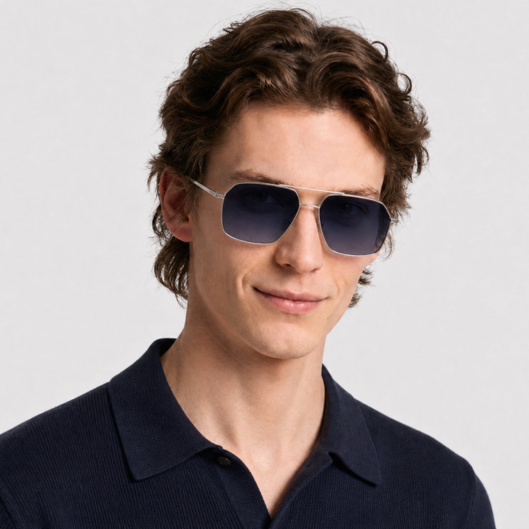 Lunettes de soleil Renzo - Shiny Palladium & Blue Mirror