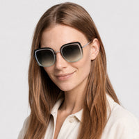 Lunettes de soleil Halima - Shiny Rhodium & Gradient Green