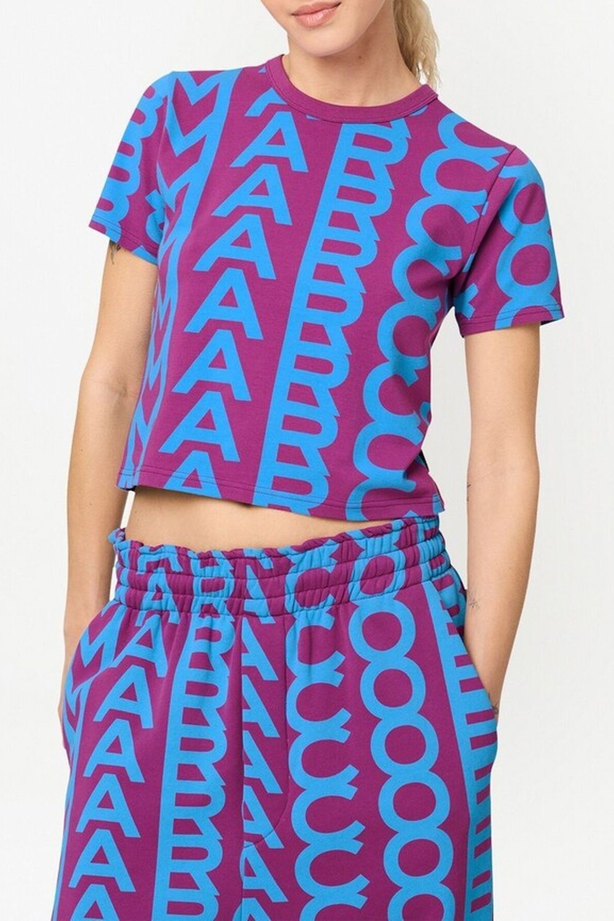 T-shirt Monogram à col rond - Purple & Blue