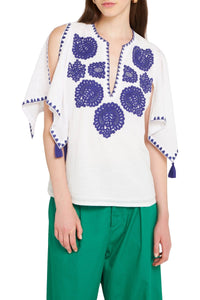 Blouse brodée Tiki - White