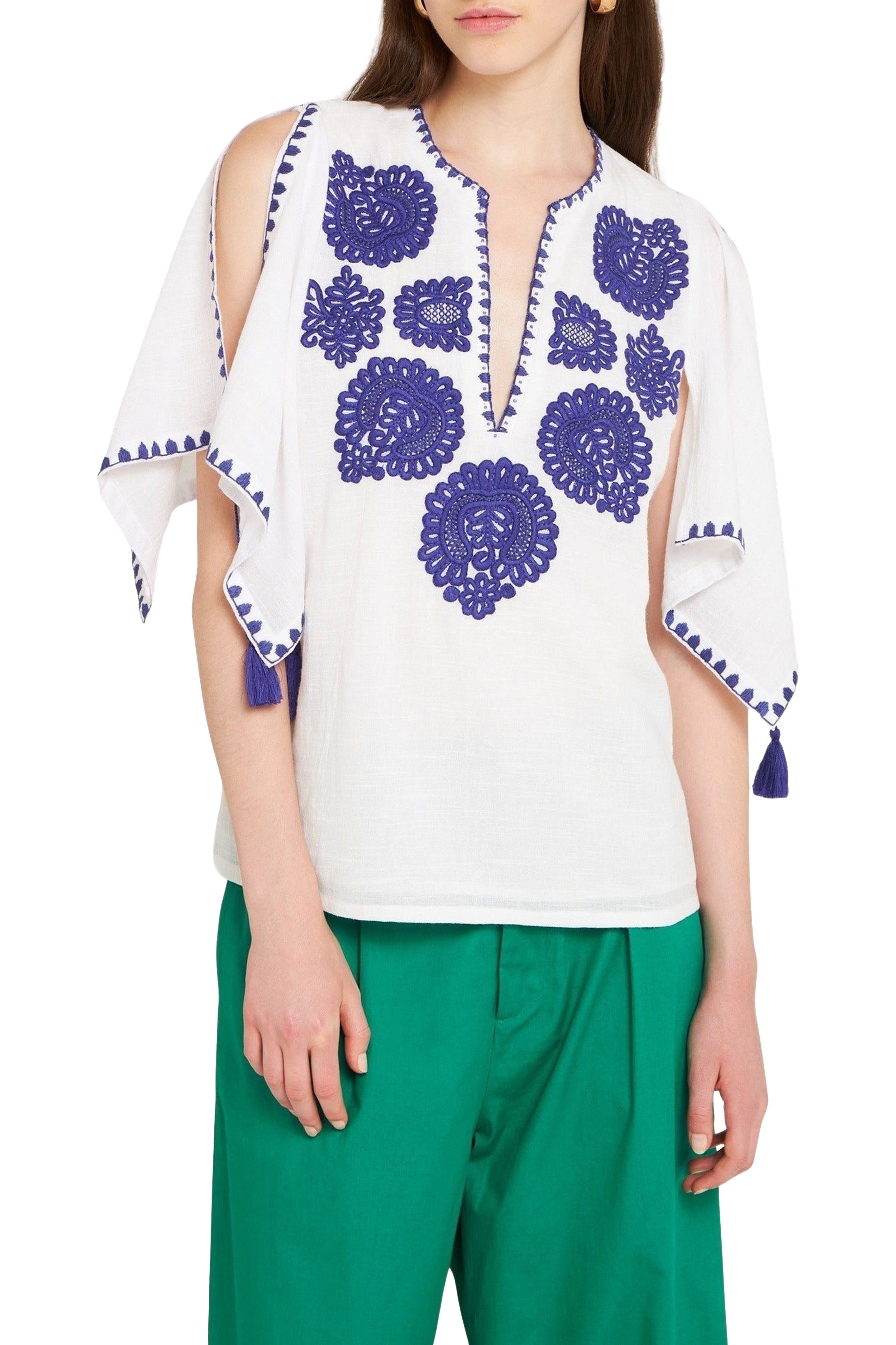 Blouse brodée Tiki - White