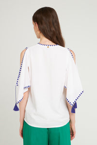 Blouse brodée Tiki - White