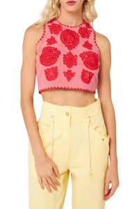 Tiki embroidered top - Corail