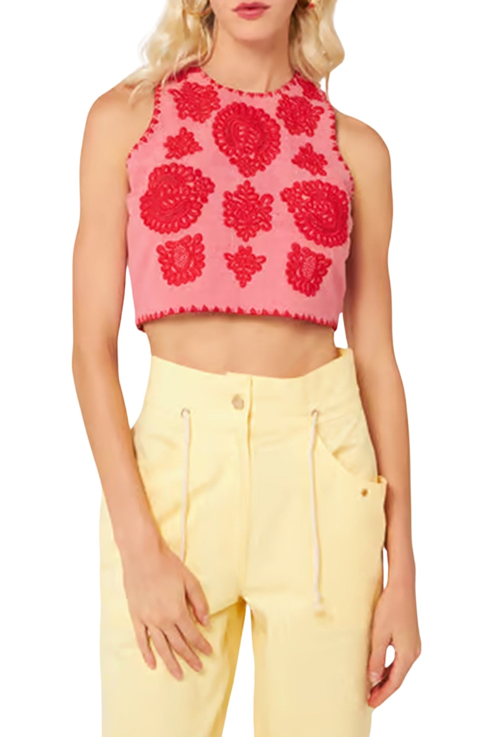 Tiki embroidered top - Corail
