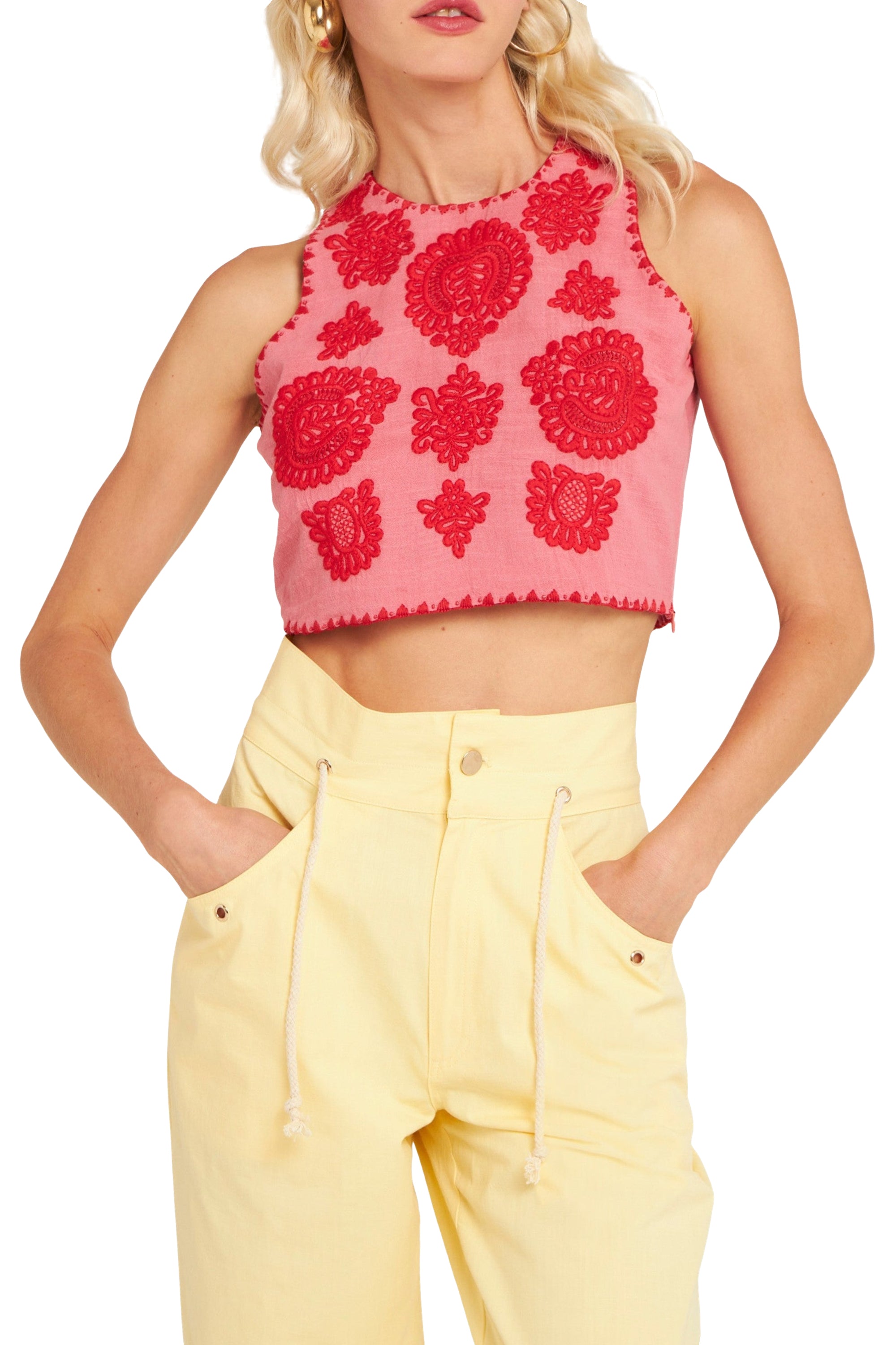 Tiki embroidered top - Corail