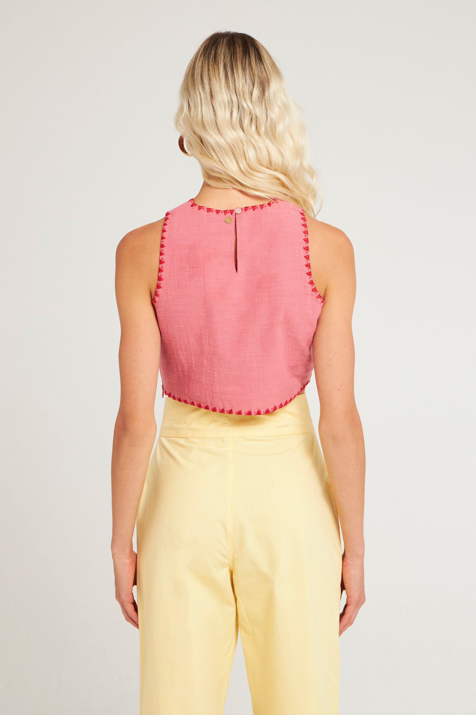 Tiki embroidered top - Corail
