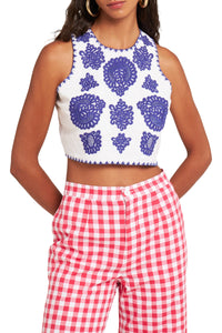 Tiki embroidered top - White