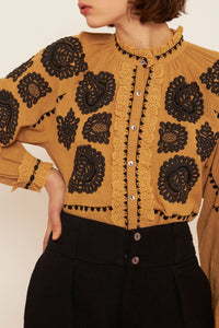 Blouse brodée Tobby - Camel