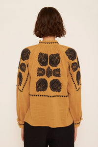 Blouse brodée Tobby - Camel
