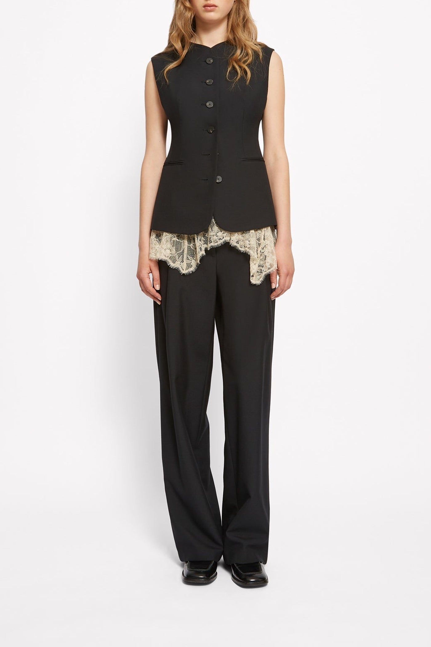 Jessie sleeveless wool blend top - Charcoal