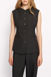 Jessie sleeveless wool blend top - Charcoal