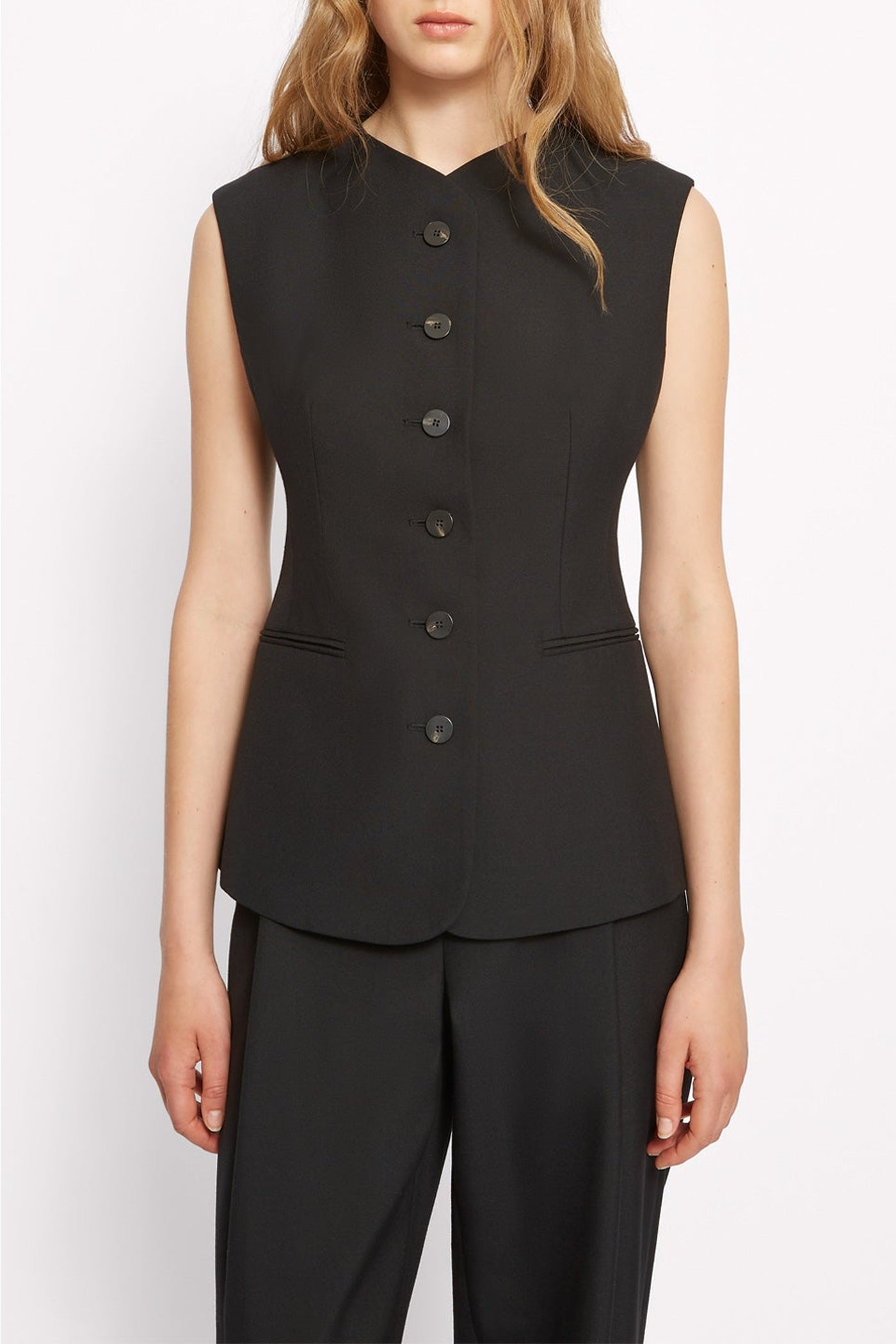 Jessie sleeveless wool blend top - Charcoal