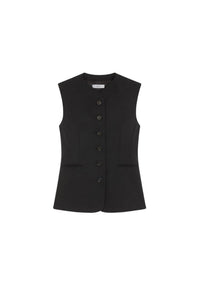 Jessie sleeveless wool blend top - Charcoal