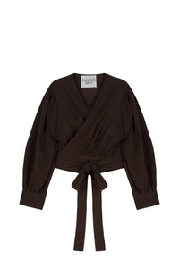 Blouse courte Gin croisée - Dark Brown