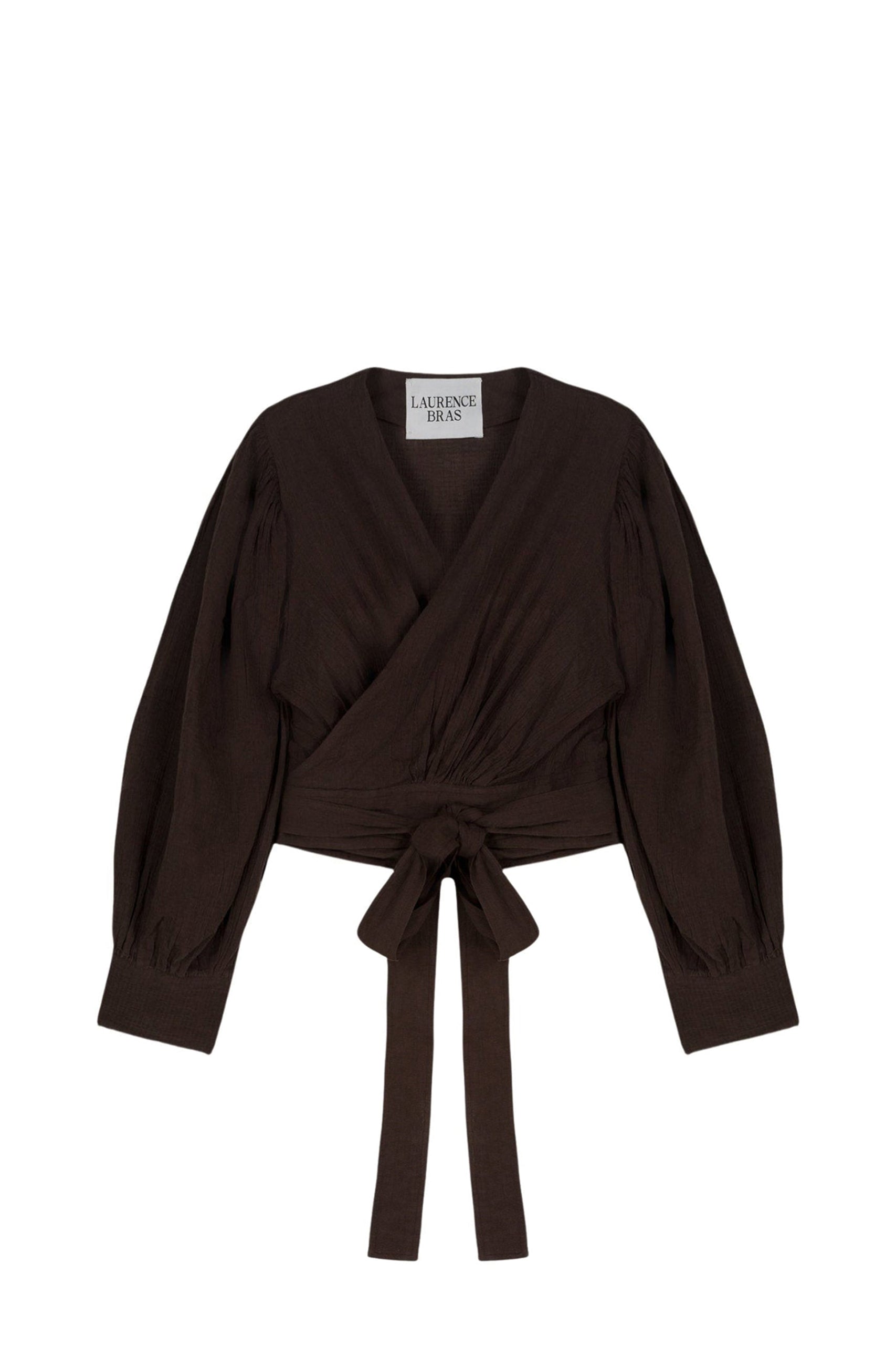 Blouse courte Gin croisée - Dark Brown