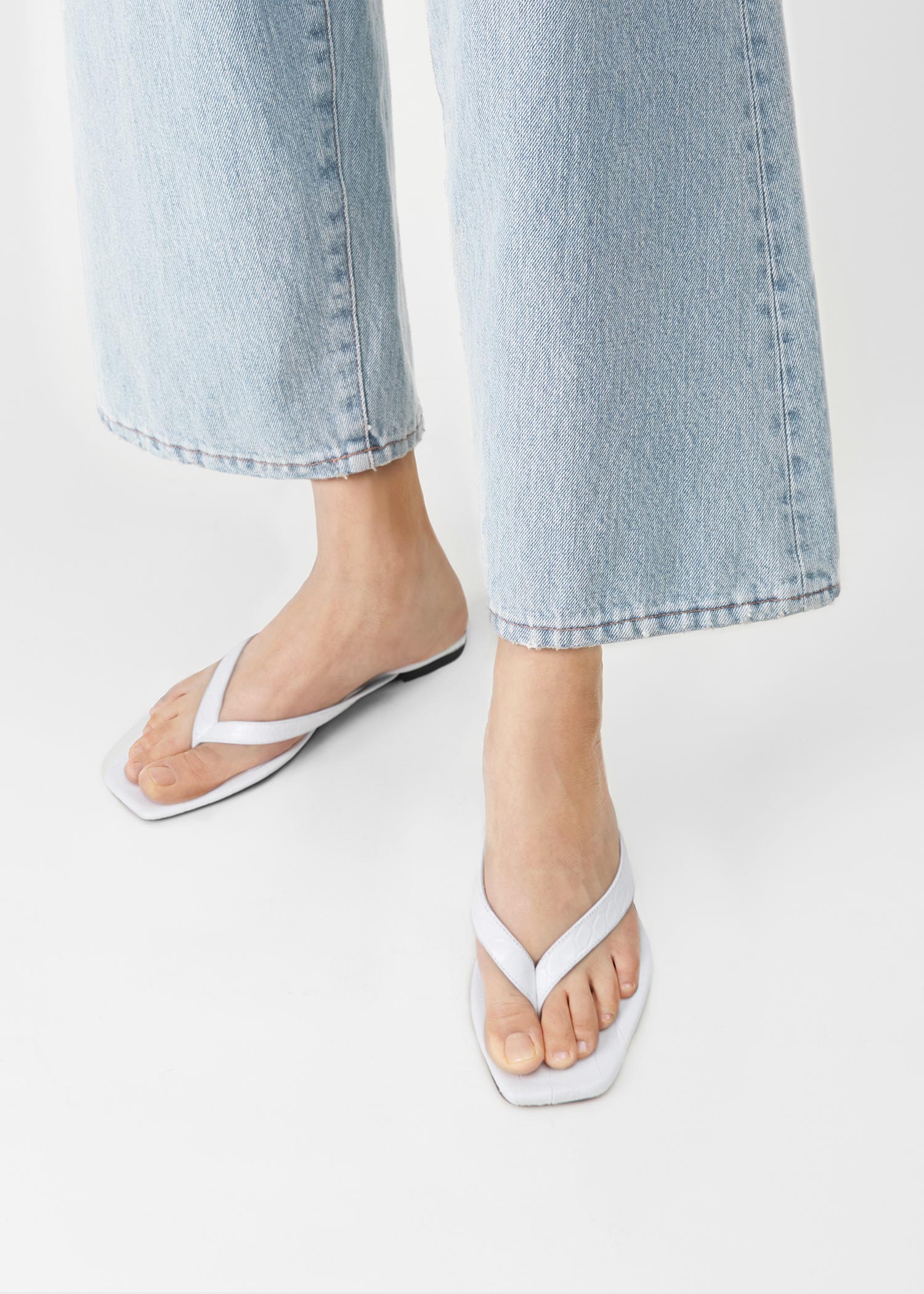 Sandales plates en cuir - White
