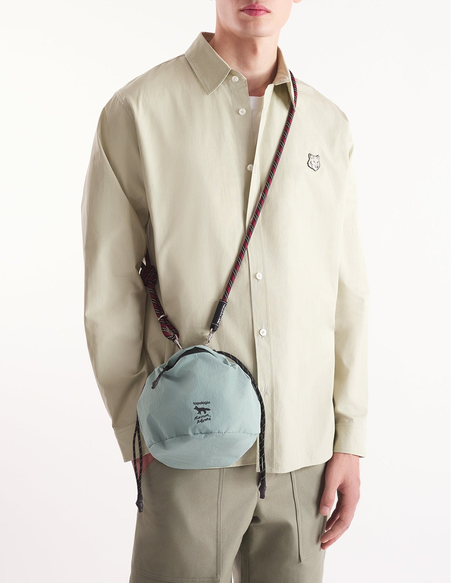 Topologie x Maison Kitsuné reversible clutch bag - Jadeite & Jet Black