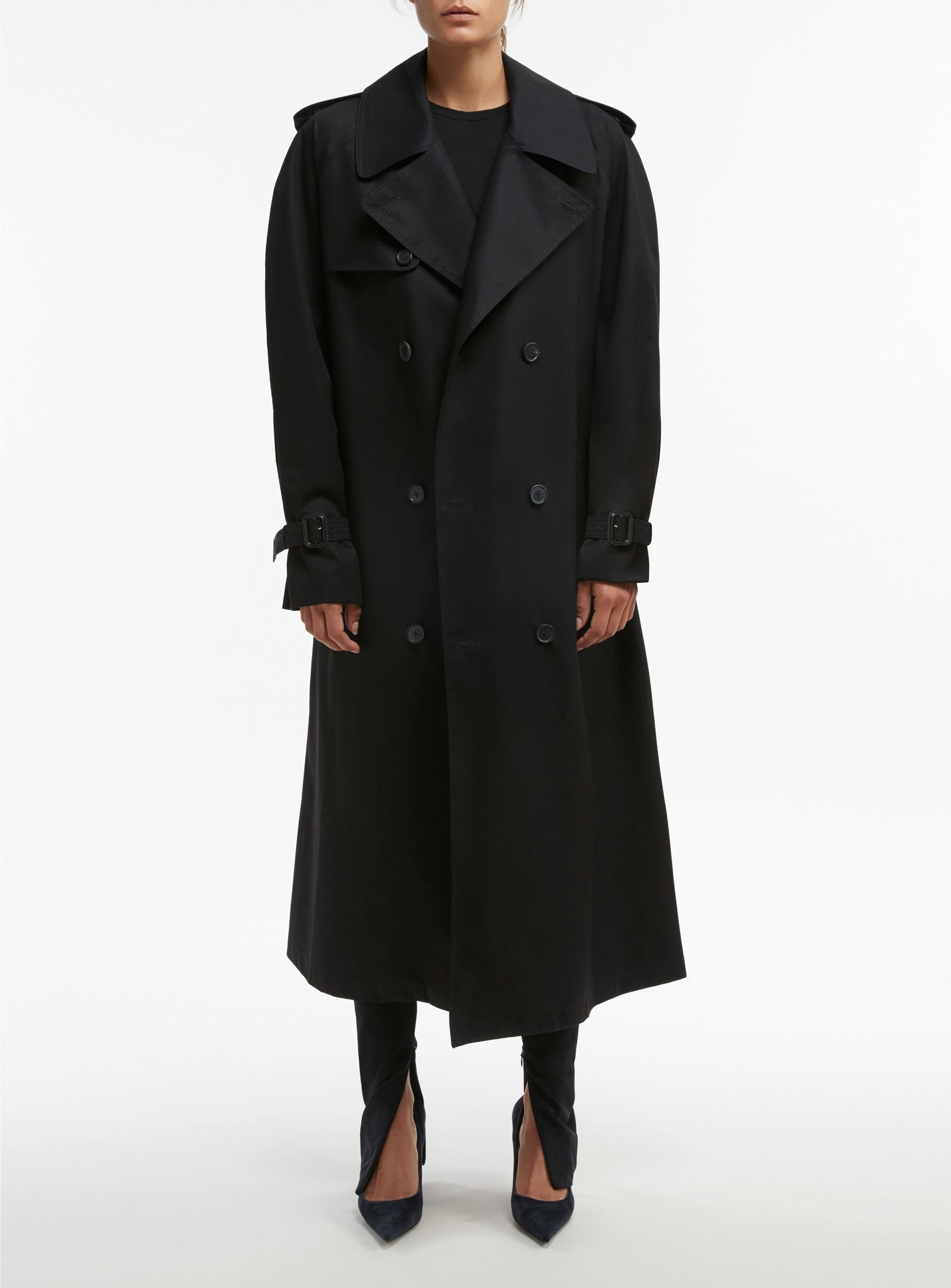 Trench coat en laine - Black Pinstripe