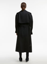 Trench coat en laine - Black Pinstripe