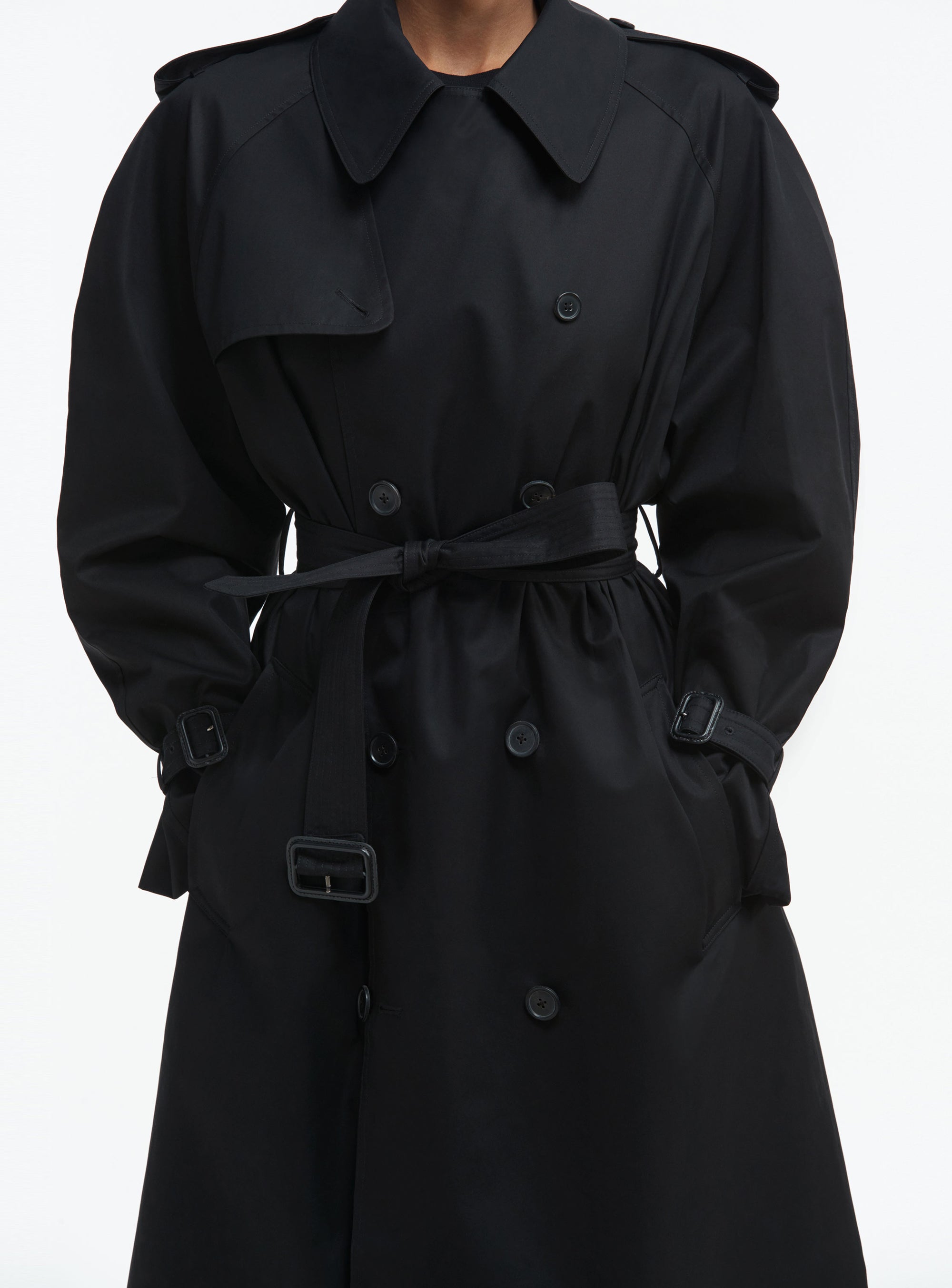 Trench coat en laine - Black Pinstripe