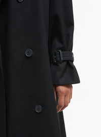 Trench coat en laine - Black Pinstripe