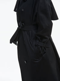 Trench coat en laine - Black Pinstripe