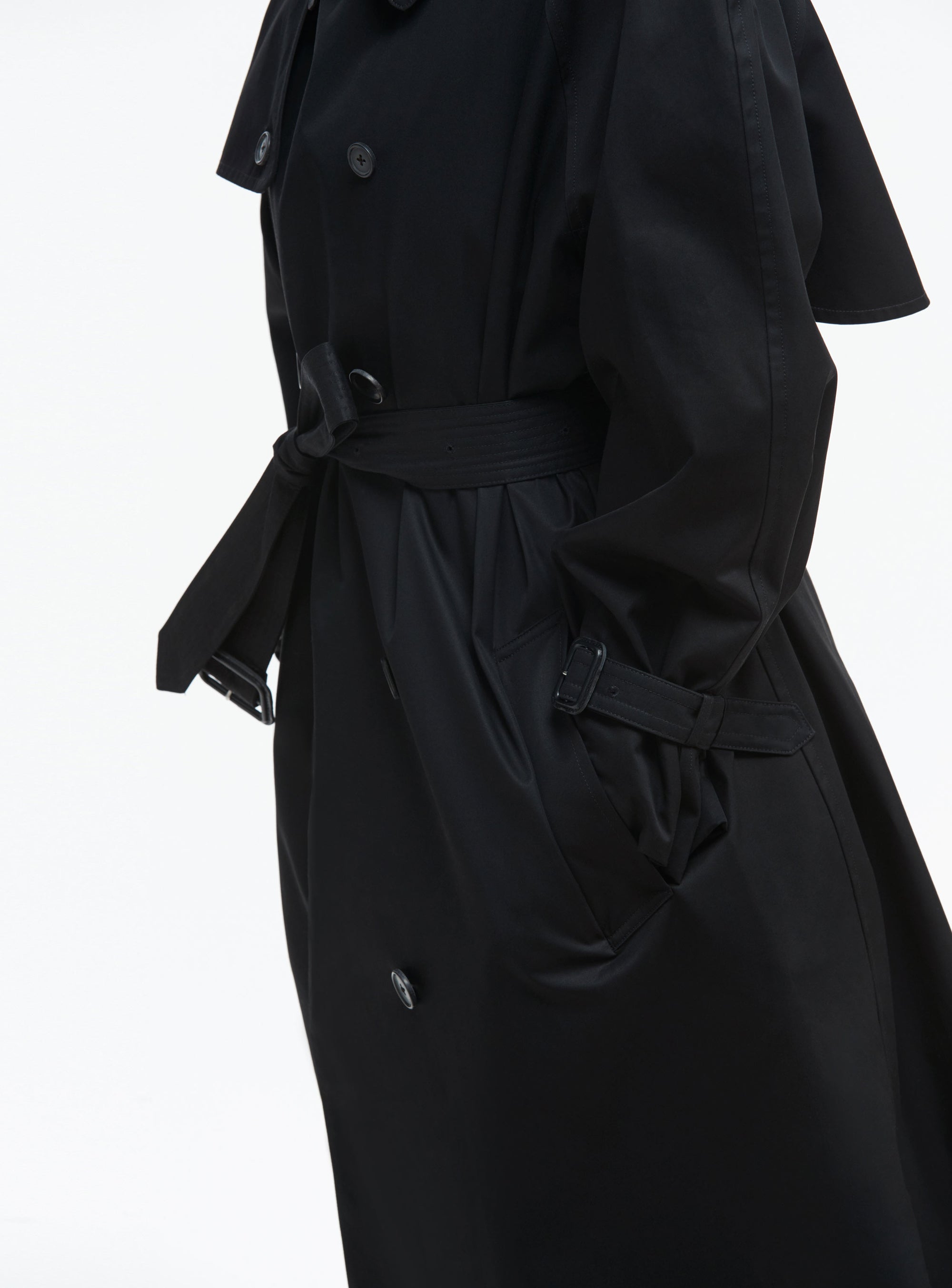 Trench coat en laine - Black Pinstripe