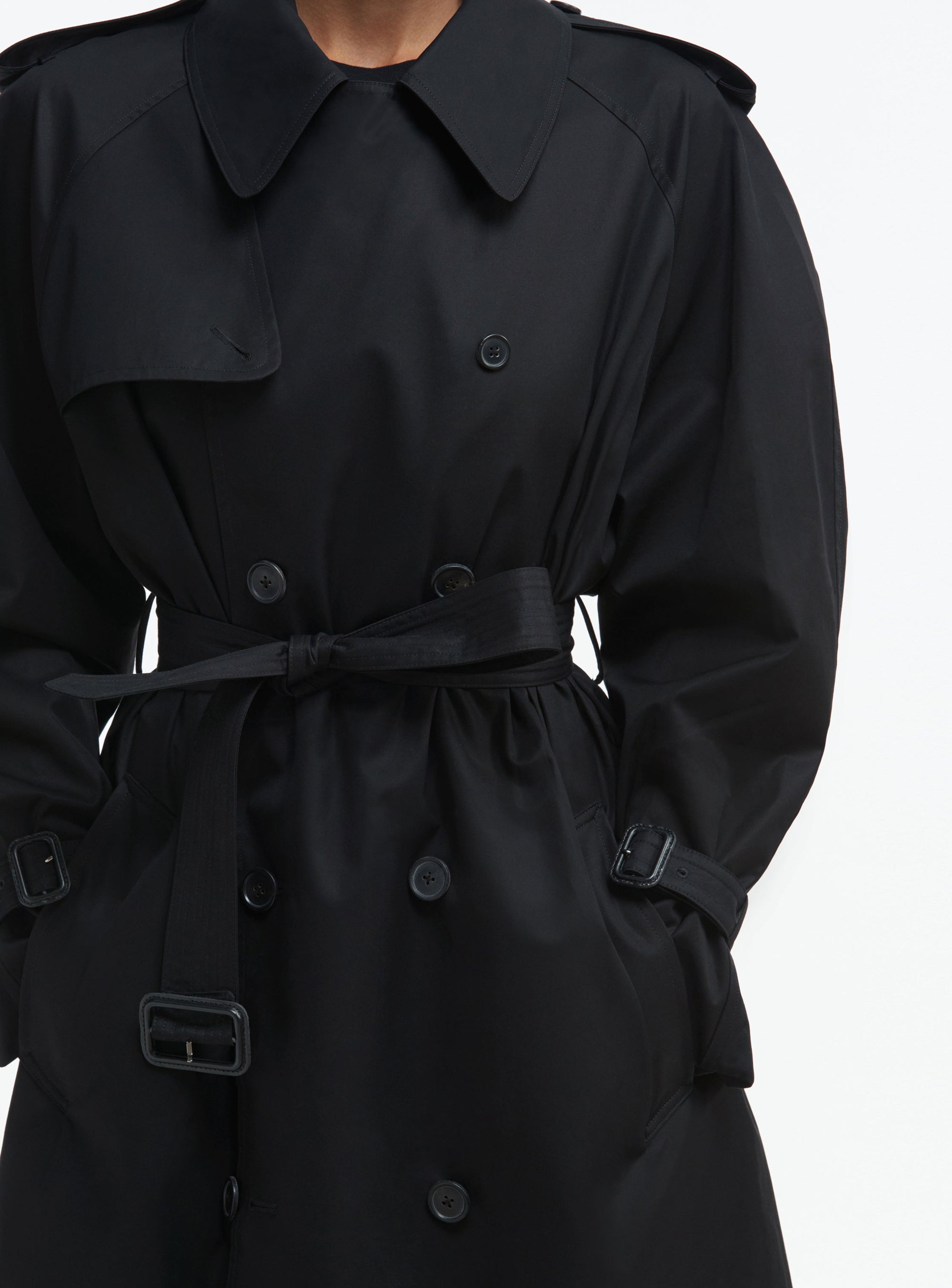 Trench coat en laine - Black Pinstripe