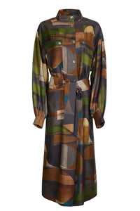 VERT/MARRON ROBE CHAINE & TRAME VEDA