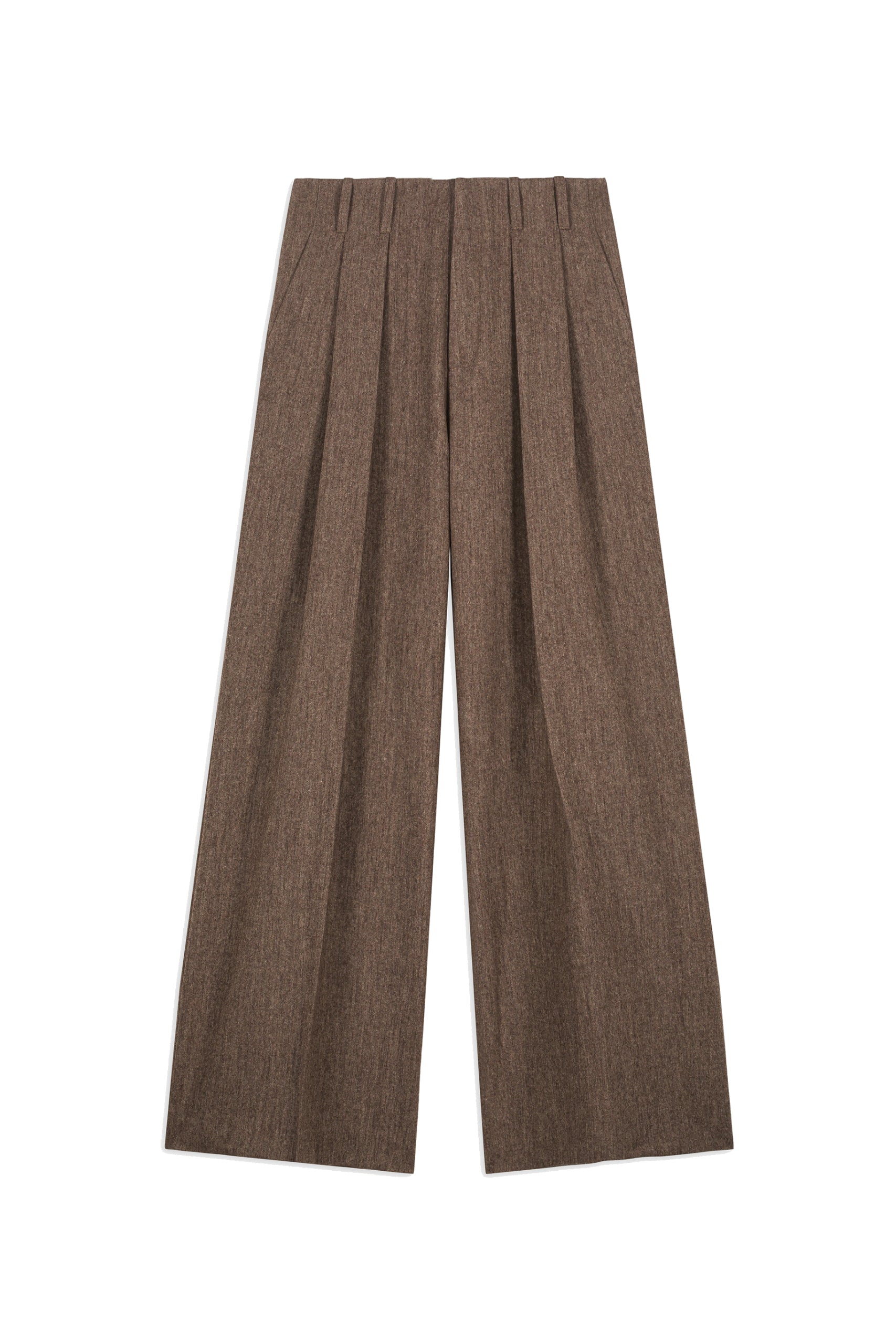 Pantalon Twister coupe large en laine - Brown