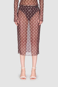 Jupe transparente midi Moon - Brown