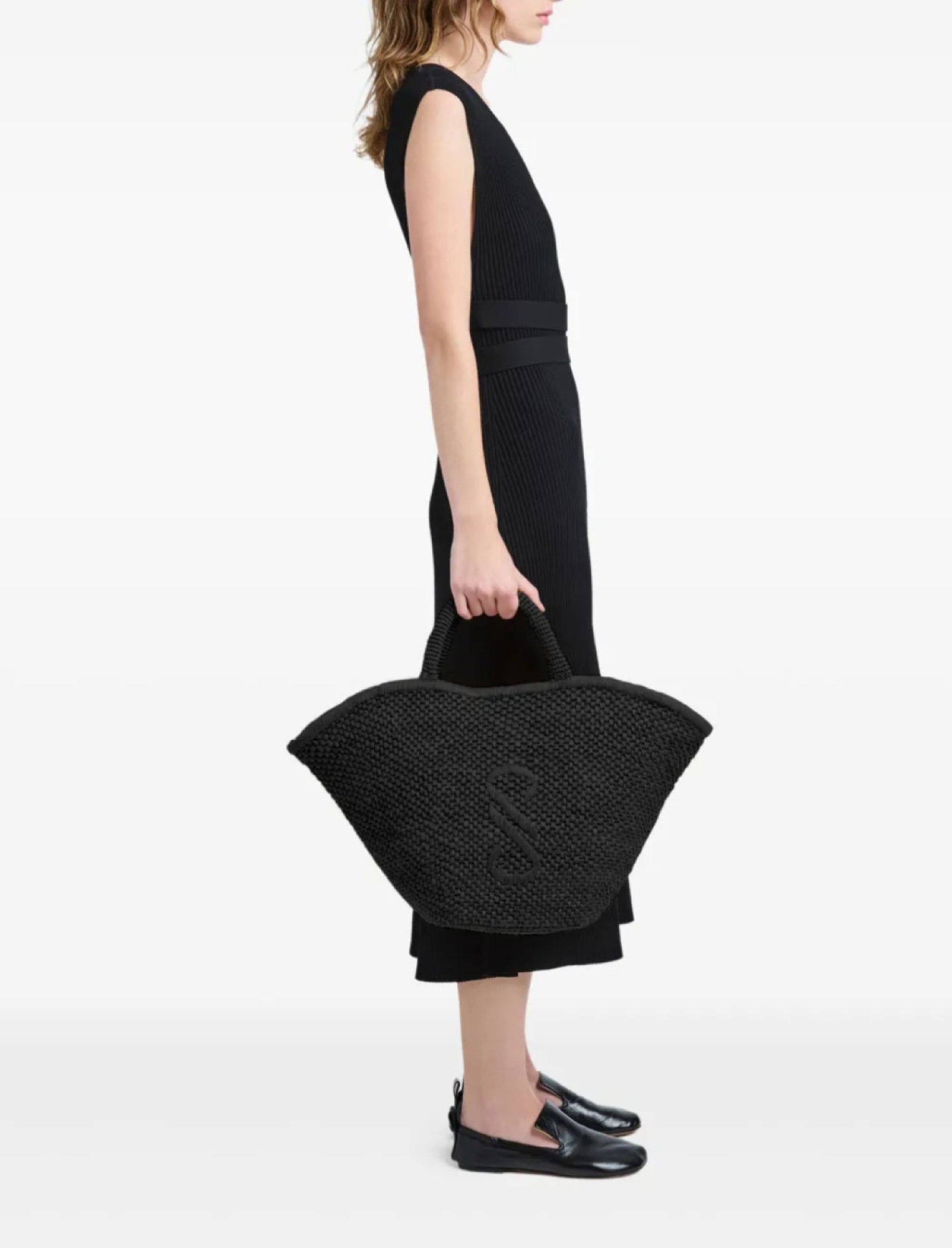 Grand panier Chelsea en raphia - Black