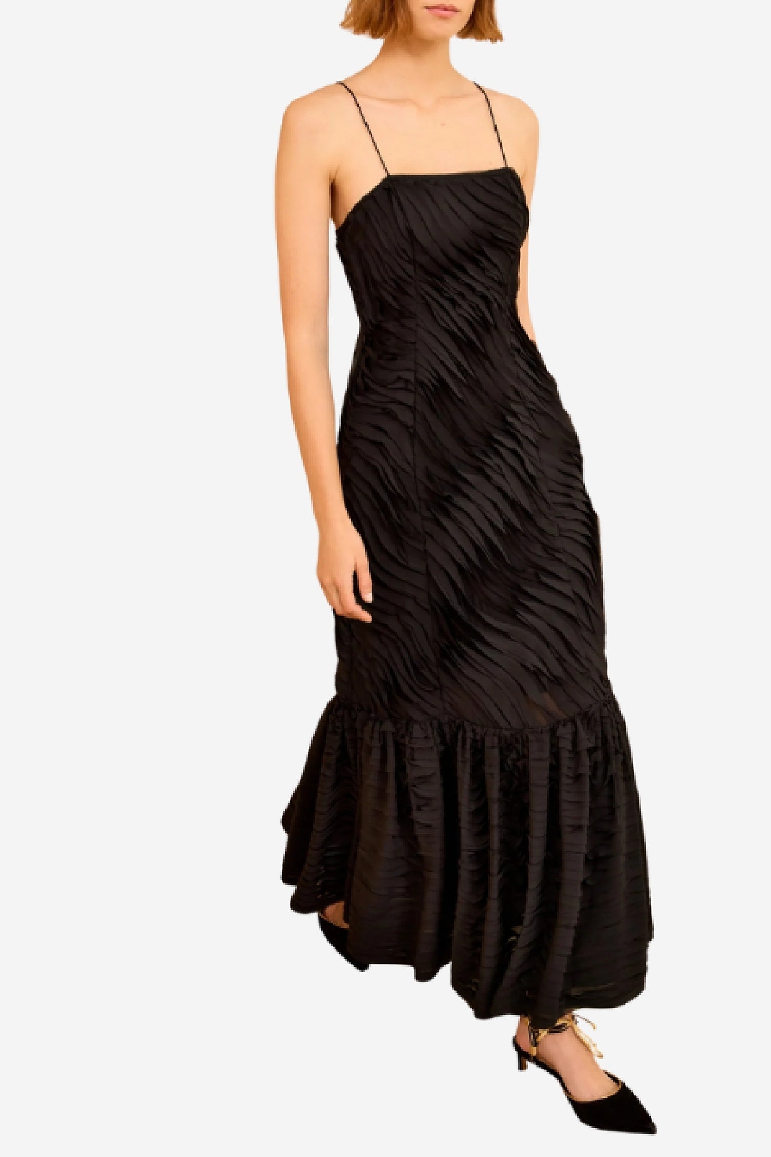 Robe longue Augustina à coupe trompette - Noir
