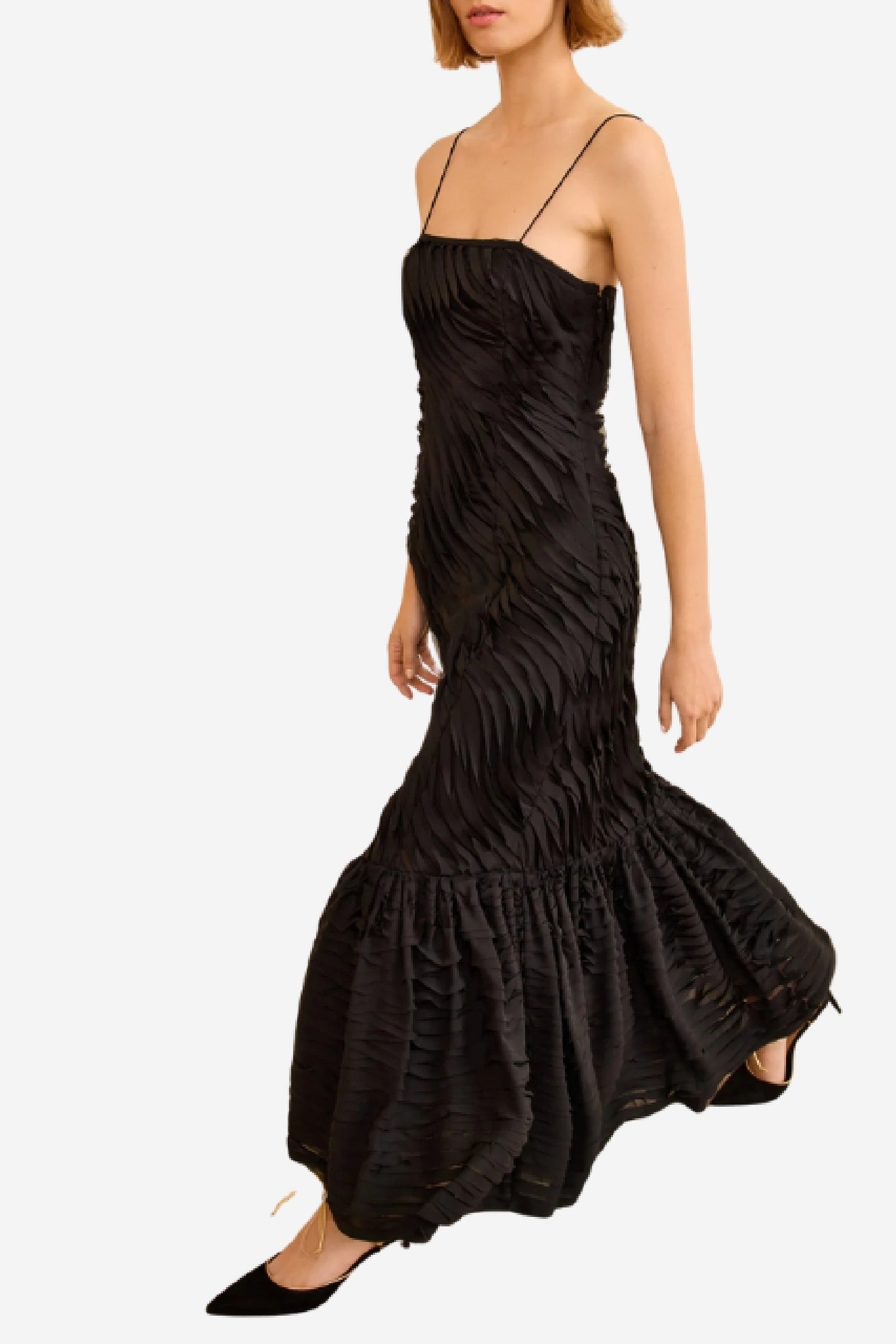 Robe longue Augustina à coupe trompette - Noir
