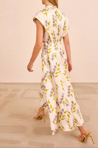 Robe Lausanne sans manches et boutonnée en soie - Infinite Flower